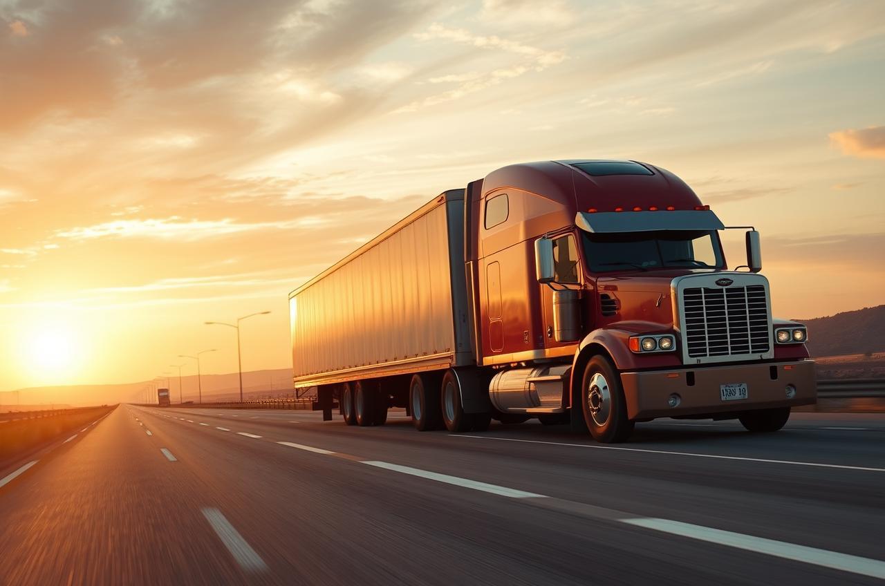 Big rig on an open interstate highway